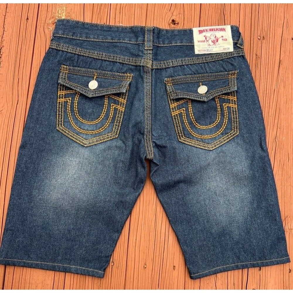 Vintage True Religion Billy Big T Shorts Dark Wash Made in USA Y2K Size 38